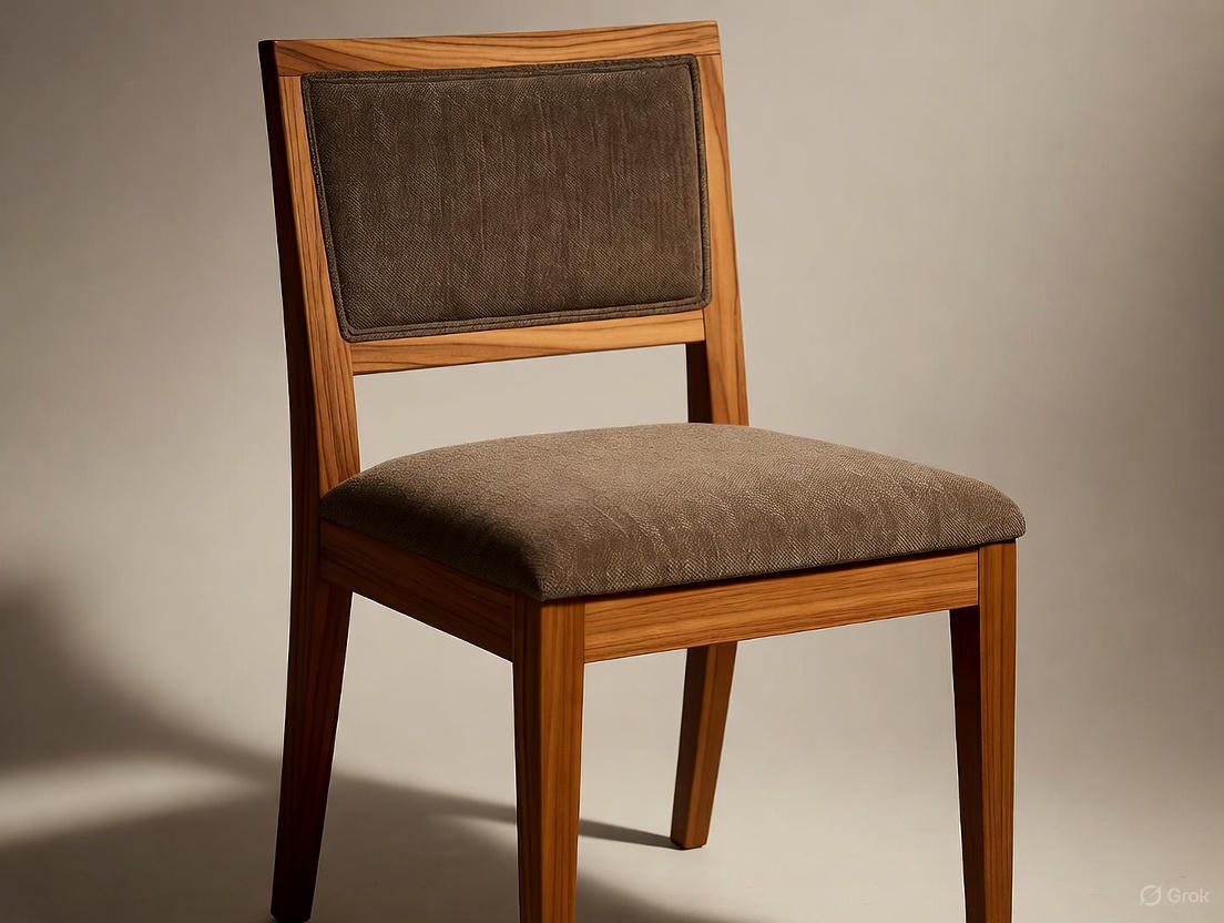 Chaise en noyer, assise rembourrée